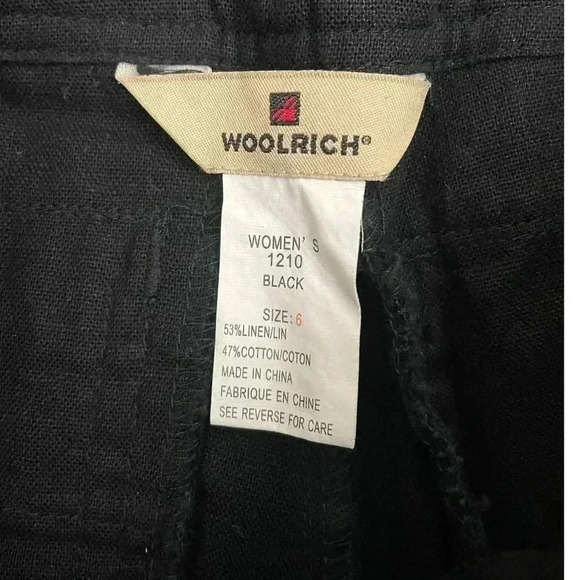 Woolrich Black Linen Cotton Capri Pants Sz 6 Style 1210 Casual Pockets Women's - Picture 4 of 14